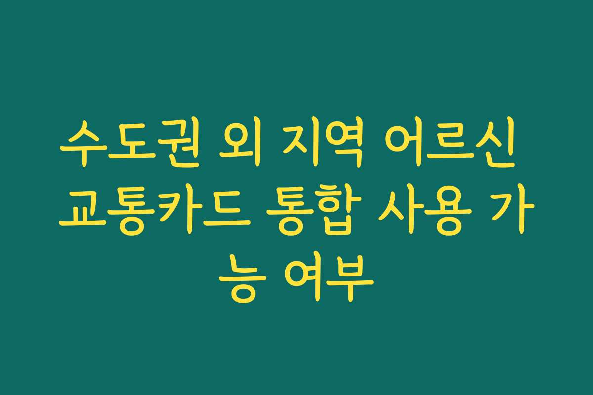 수도권 외 지역 어르신 교통카드 통합 사용 가능 여부