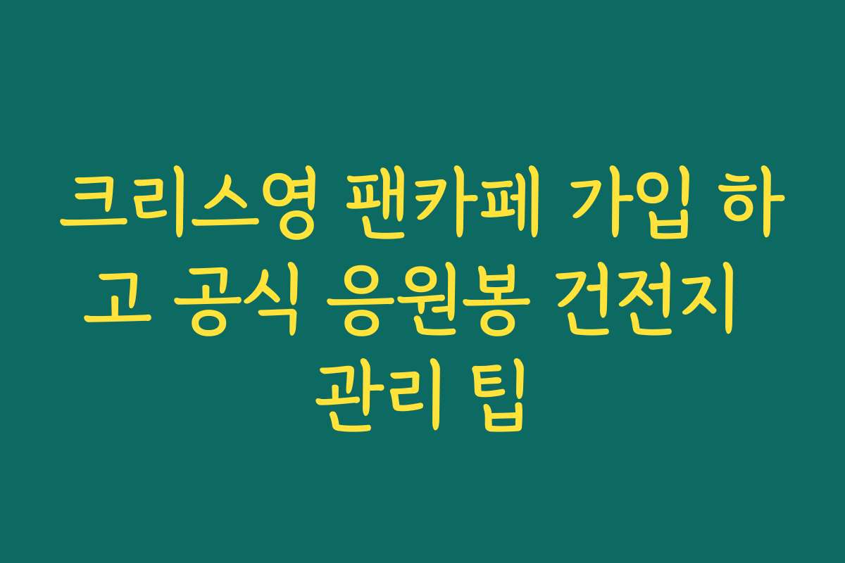 크리스영 팬카페 가입 하고 공식 응원봉 건전지 관리 팁