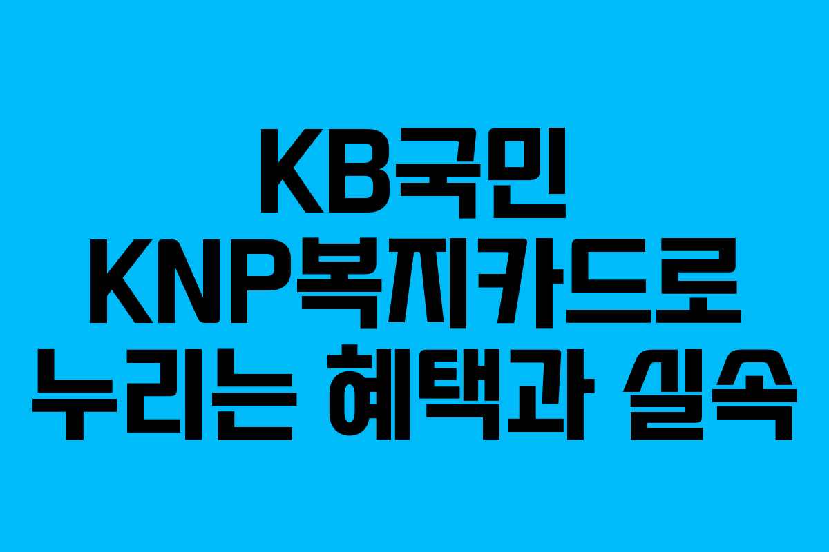 KB국민 KNP복지카드로 누리는 혜택과 실속