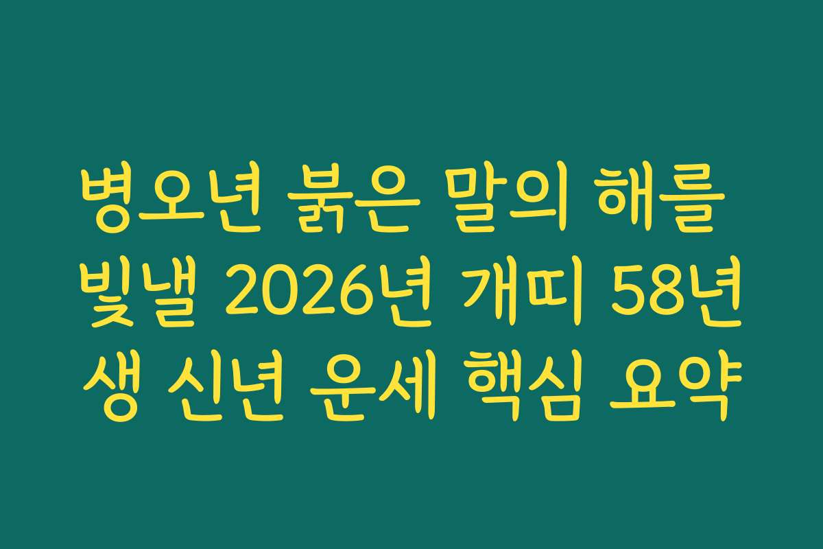 병오년 붉은 말의 해를 빛낼 2026년 개띠 58년생 신년 운세 핵심 요약