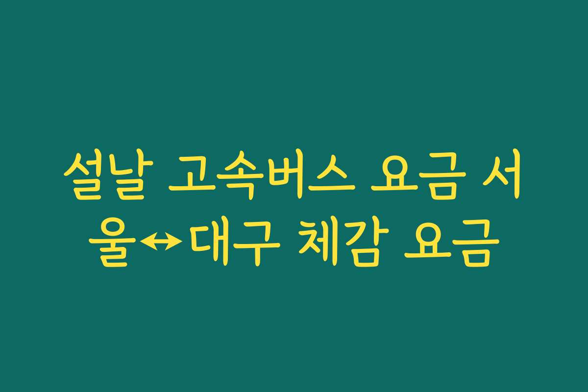 설날 고속버스 요금 서울↔대구 체감 요금