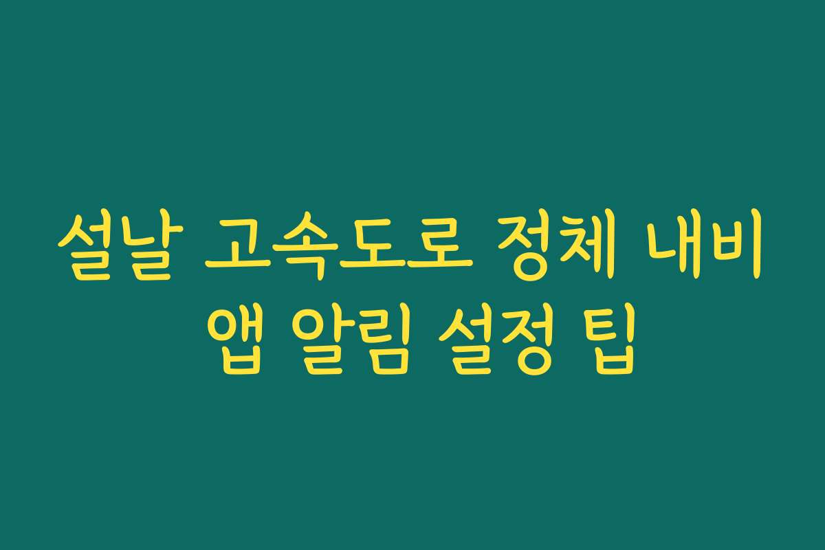 설날 고속도로 정체 내비 앱 알림 설정 팁