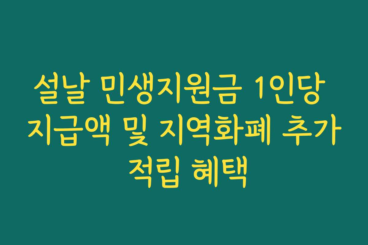 설날 민생지원금 1인당 지급액 및 지역화폐 추가 적립 혜택