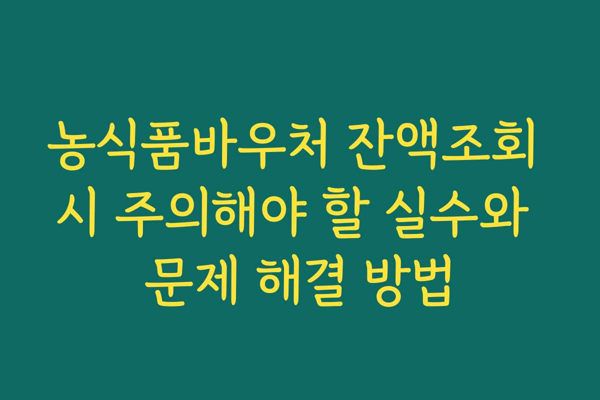 농식품바우처 잔액조회 시 주의해야 할 실수와 문제 해결 방법