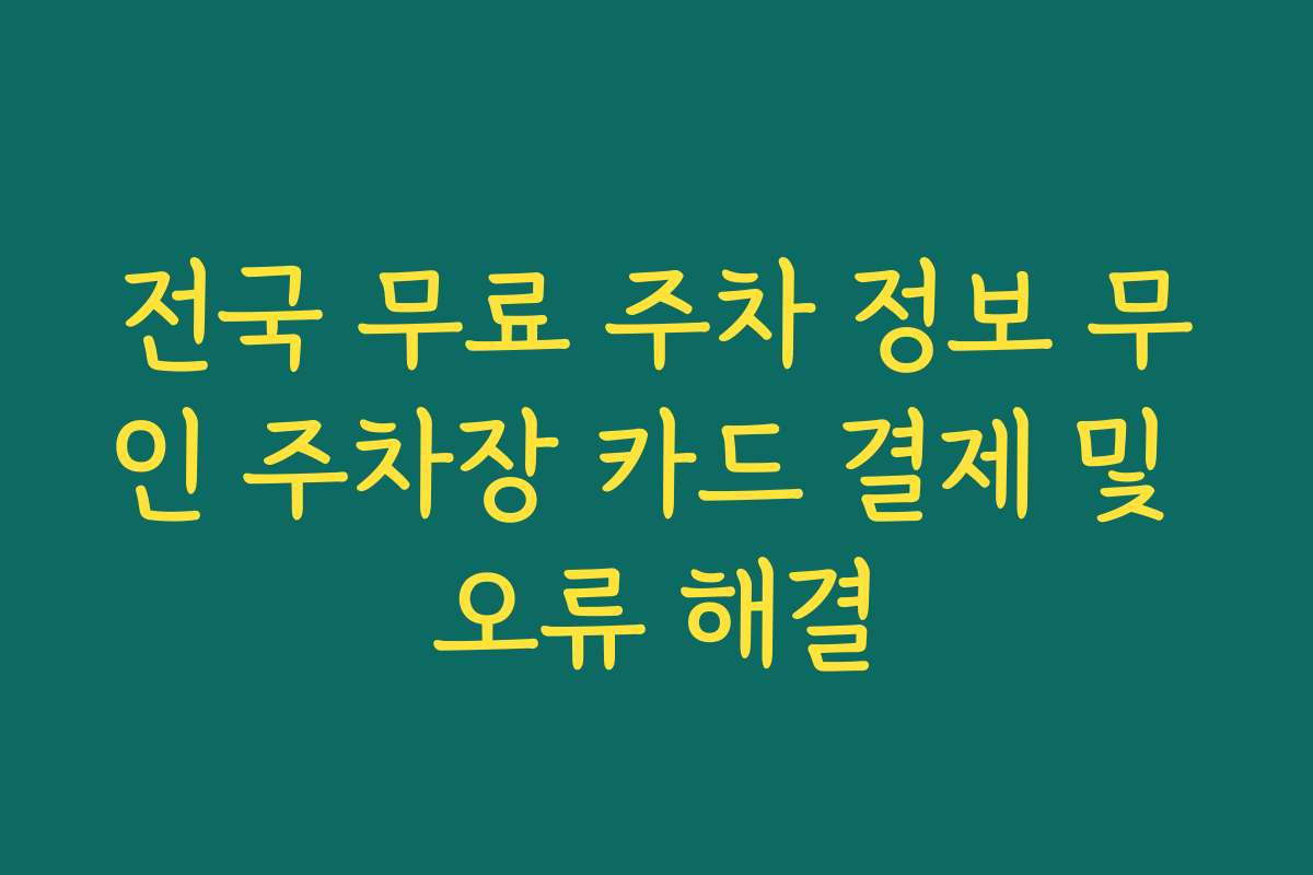 전국 무료 주차 정보 무인 주차장 카드 결제 및 오류 해결