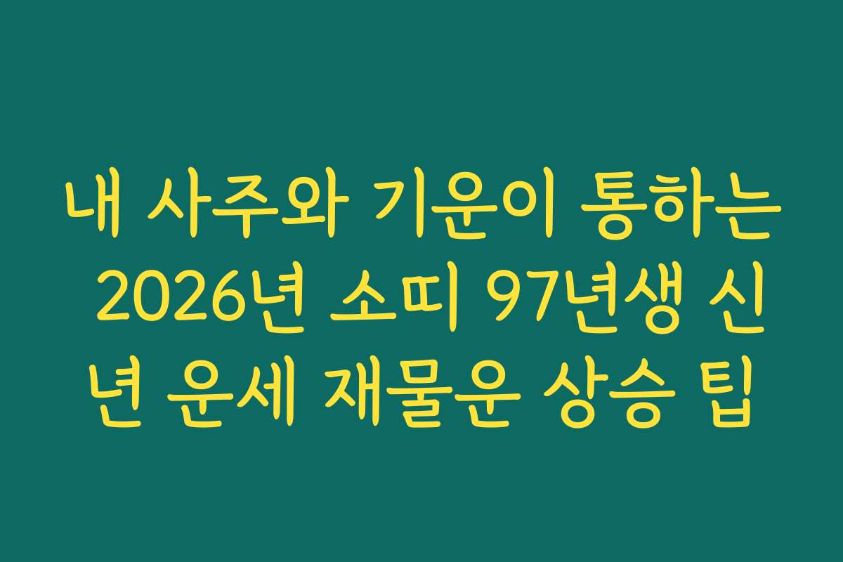 내 사주와 기운이 통하는 2026년 소띠 97년생 신년 운세 재물운 상승 팁