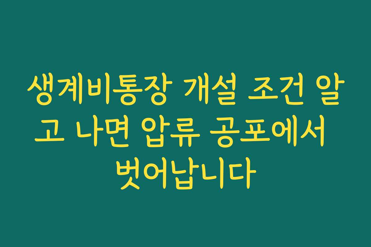 생계비통장 개설 조건 알고 나면 압류 공포에서 벗어납니다