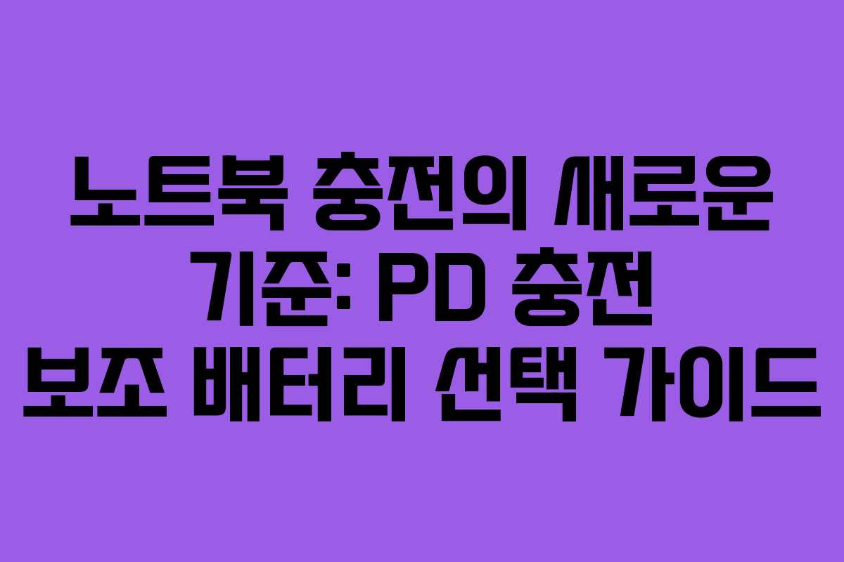 노트북 충전의 새로운 기준: PD 충전 보조 배터리 선택 가이드