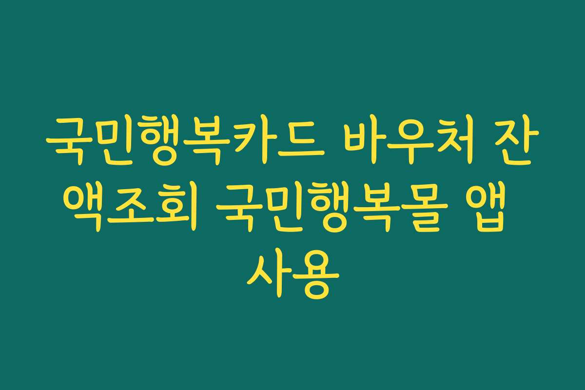 국민행복카드 바우처 잔액조회 국민행복몰 앱 사용