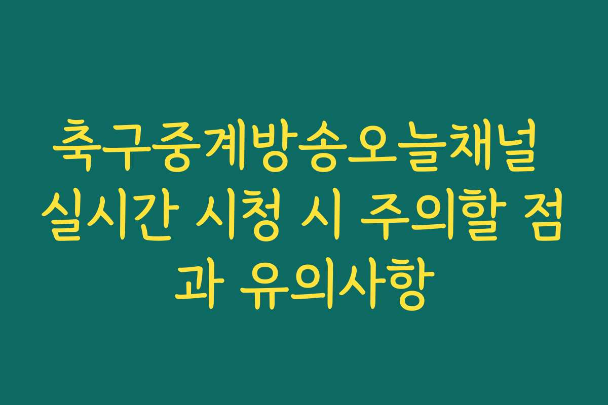 축구중계방송오늘채널 실시간 시청 시 주의할 점과 유의사항