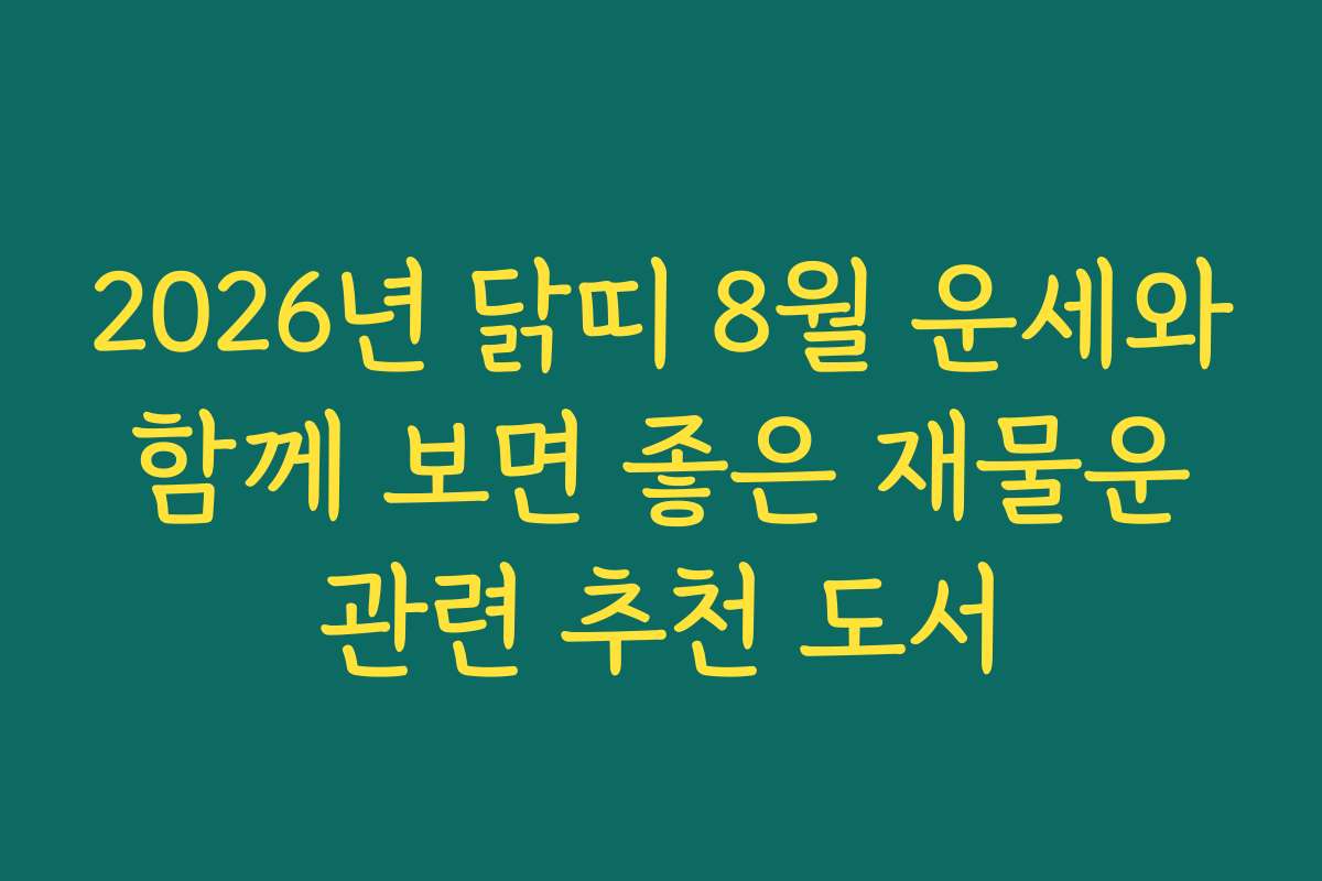 2026년 닭띠 8월 운세와 함께 보면 좋은 재물운 관련 추천 도서