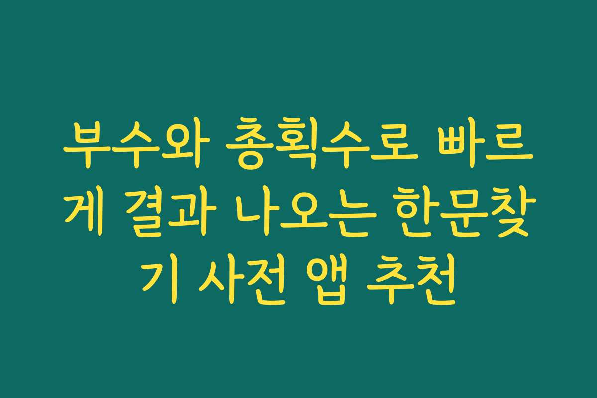 부수와 총획수로 빠르게 결과 나오는 한문찾기 사전 앱 추천