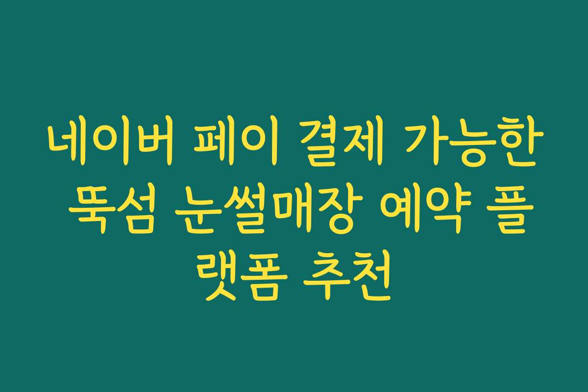 네이버 페이 결제 가능한 뚝섬 눈썰매장 예약 플랫폼 추천