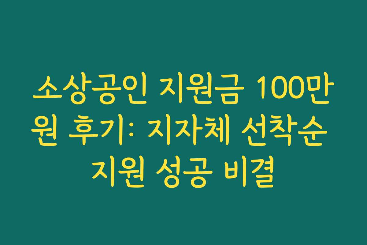 소상공인 지원금 100만원 후기: 지자체 선착순 지원 성공 비결