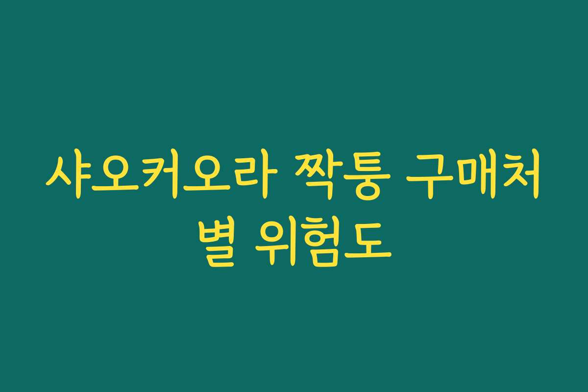샤오커오라 짝퉁 구매처별 위험도