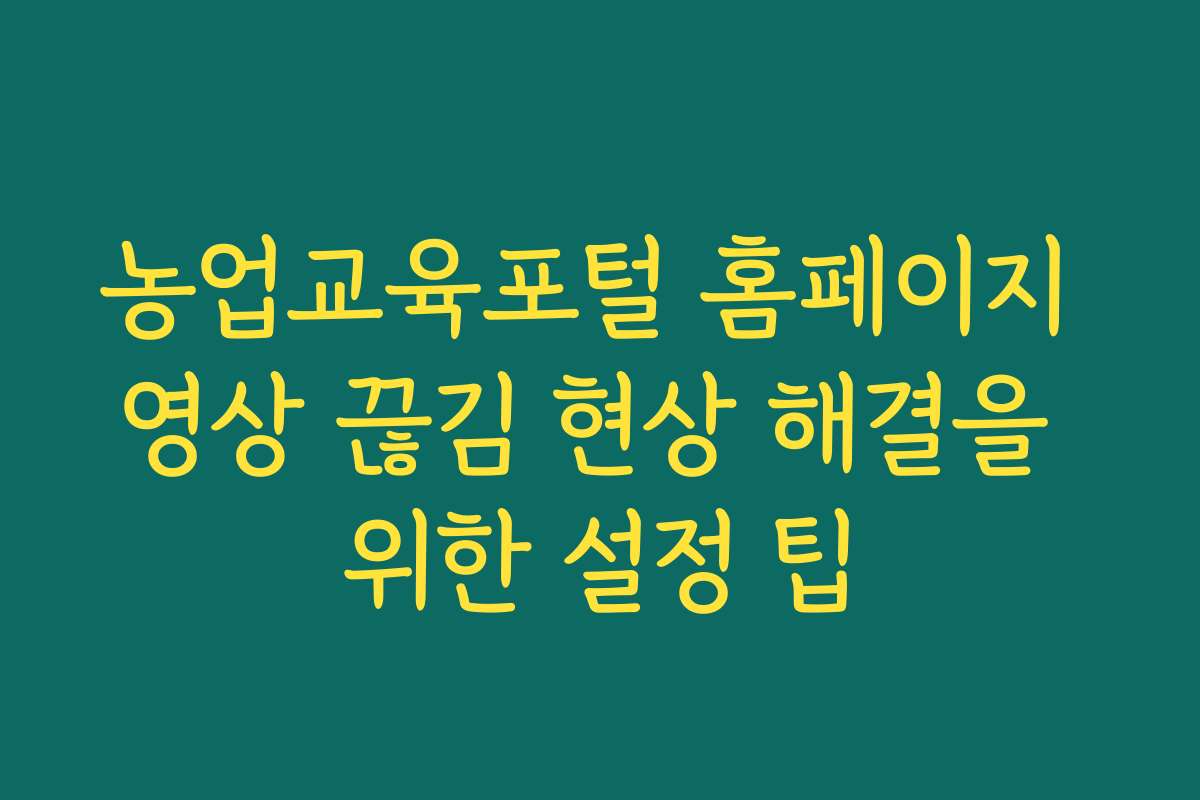 농업교육포털 홈페이지 영상 끊김 현상 해결을 위한 설정 팁