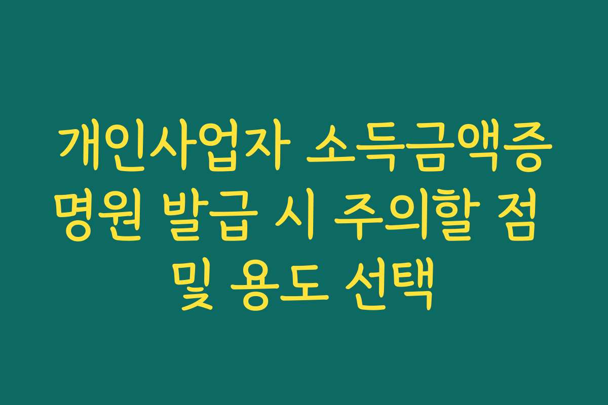 개인사업자 소득금액증명원 발급 시 주의할 점 및 용도 선택