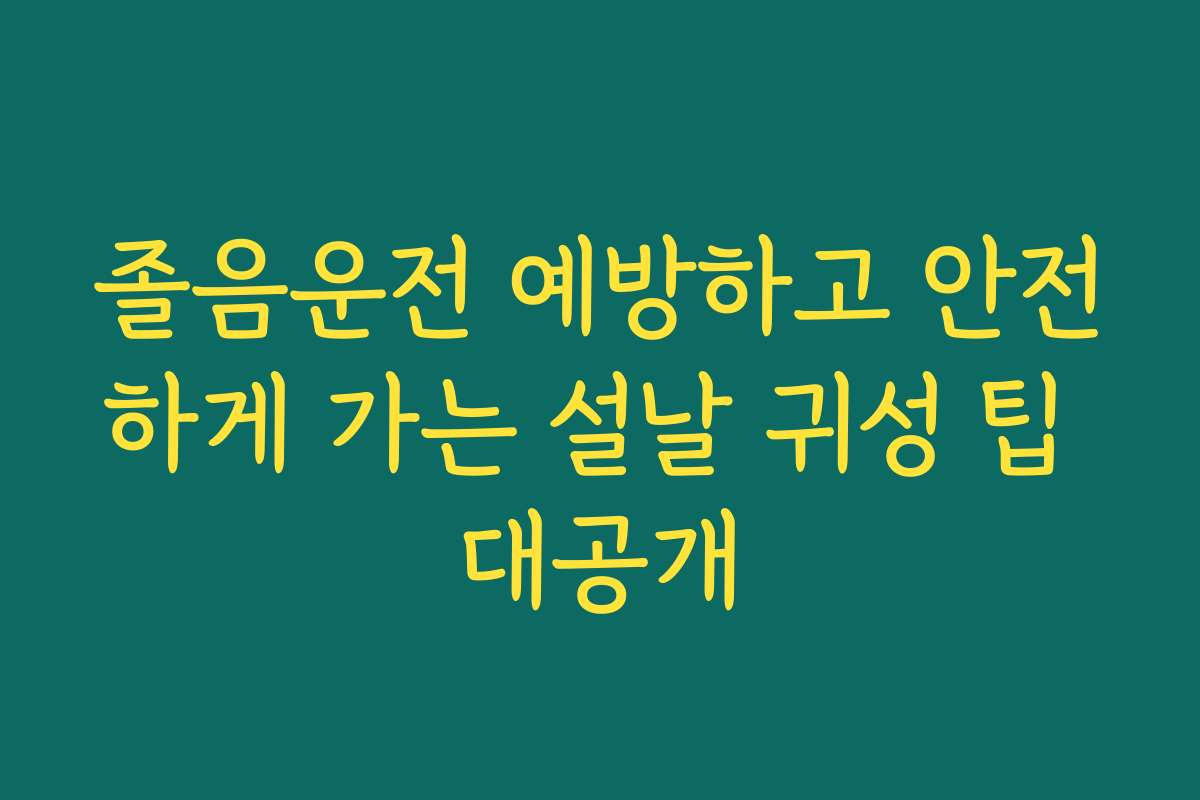졸음운전 예방하고 안전하게 가는 설날 귀성 팁 대공개