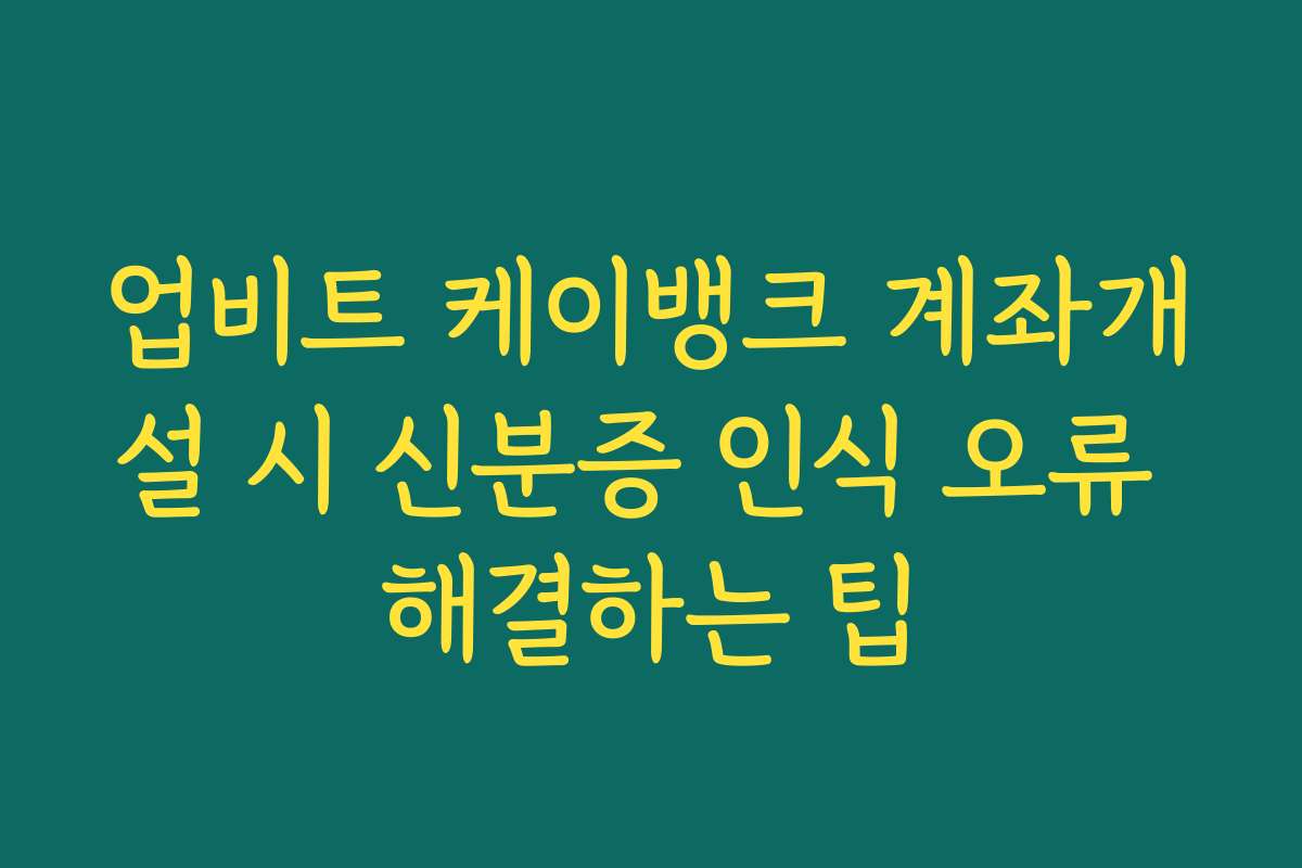 업비트 케이뱅크 계좌개설 시 신분증 인식 오류 해결하는 팁