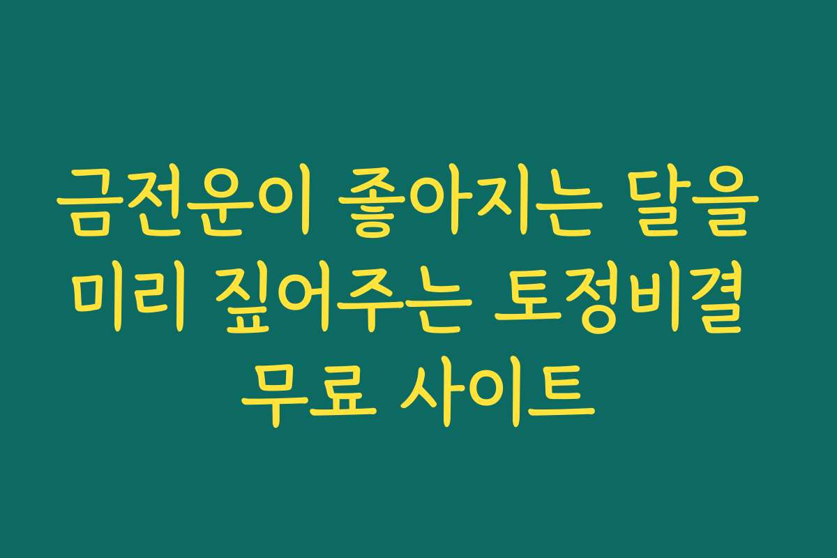 금전운이 좋아지는 달을 미리 짚어주는 토정비결 무료 사이트
