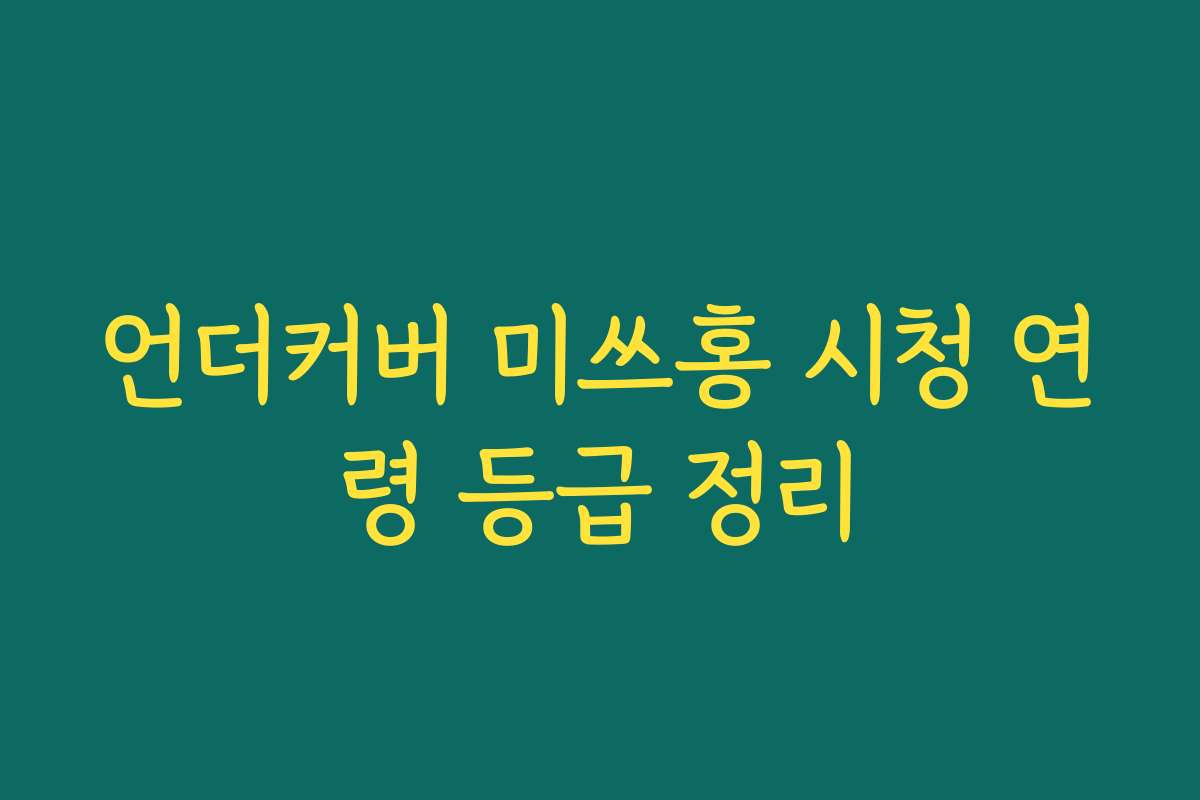 언더커버 미쓰홍 시청 연령 등급 정리