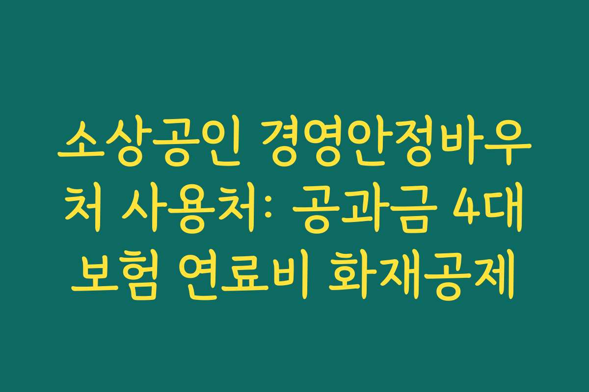소상공인 경영안정바우처 사용처: 공과금 4대보험 연료비 화재공제