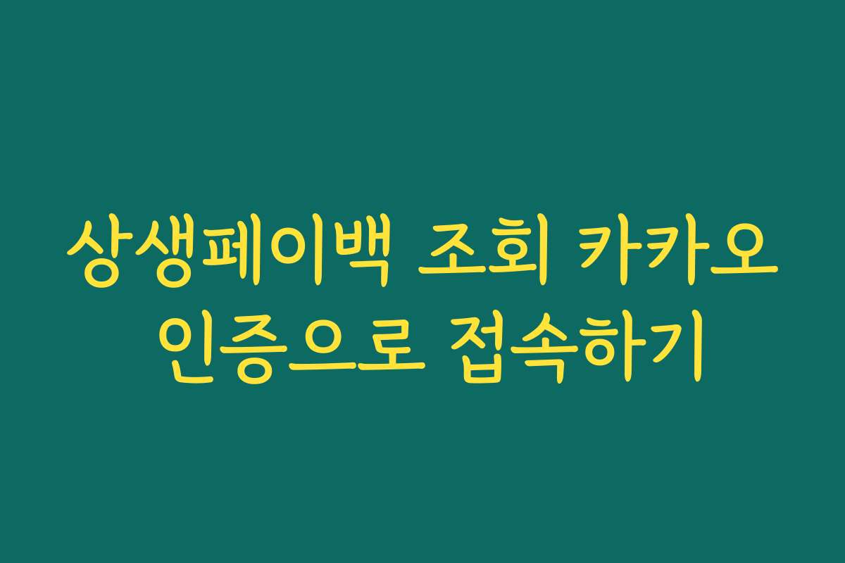 상생페이백 조회 카카오 인증으로 접속하기