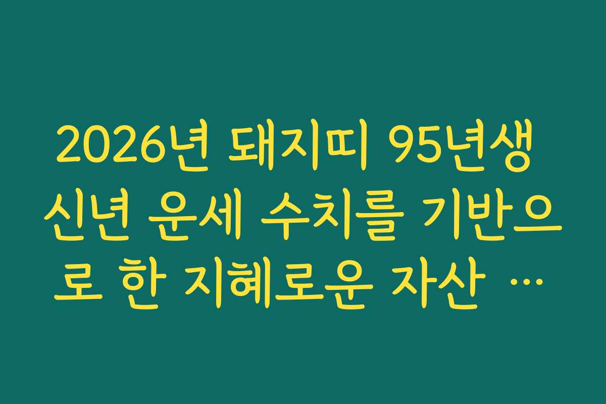 2026년 돼지띠 95년생 신년 운세 수치를 기반으로 한 지혜로운 자산 관리