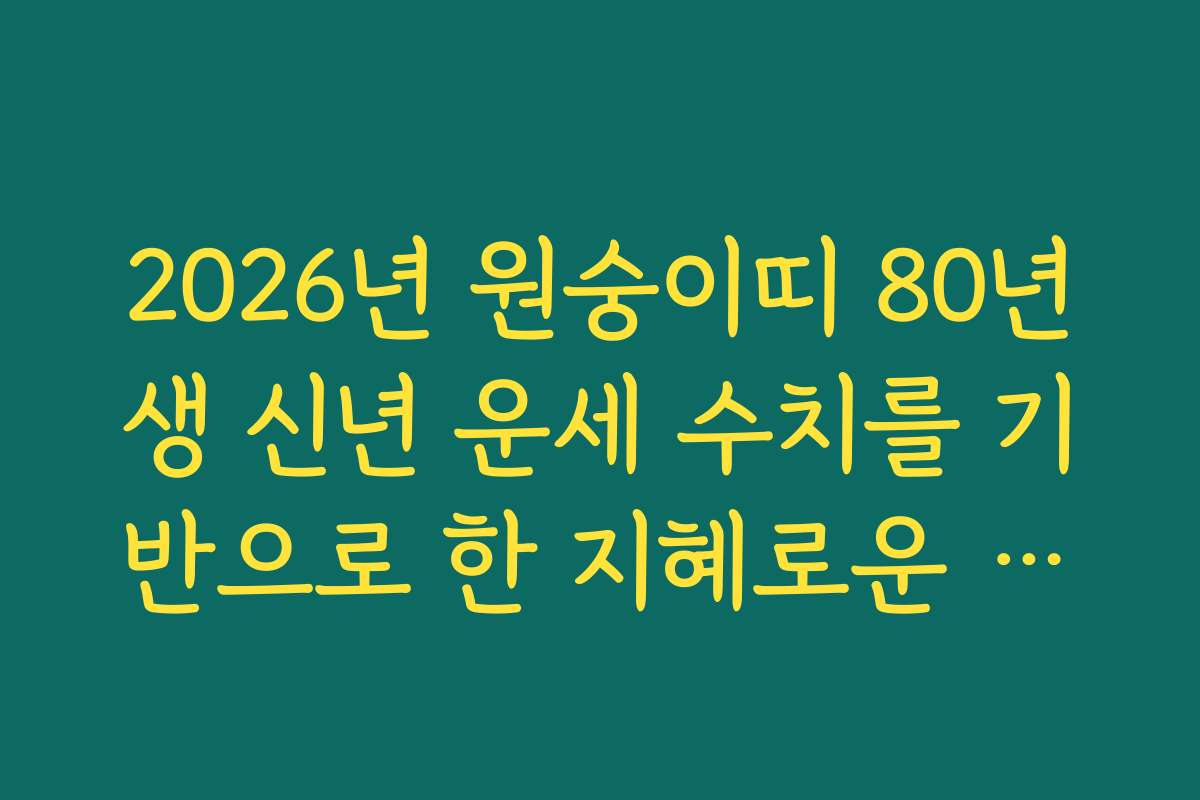 2026년 원숭이띠 80년생 신년 운세 수치를 기반으로 한 지혜로운 노후 설계