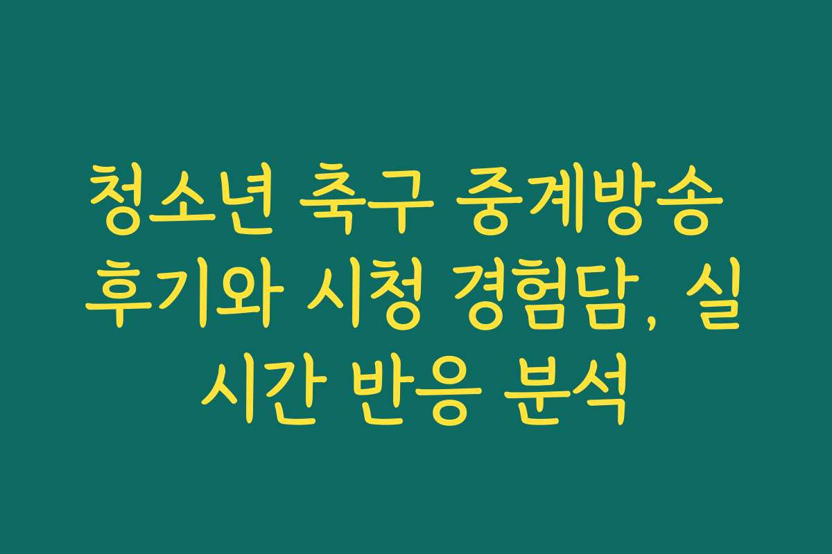 청소년 축구 중계방송 후기와 시청 경험담, 실시간 반응 분석
