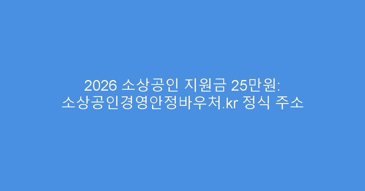 2026 소상공인 지원금 25만원: 소상공인경영안정바우처.kr 정식 주소