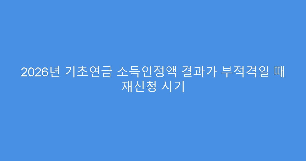2026년 기초연금 소득인정액 결과가 부적격일 때 재신청 시기
