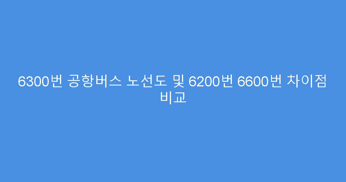 6300번 공항버스 노선도 및 6200번 6600번 차이점 비교