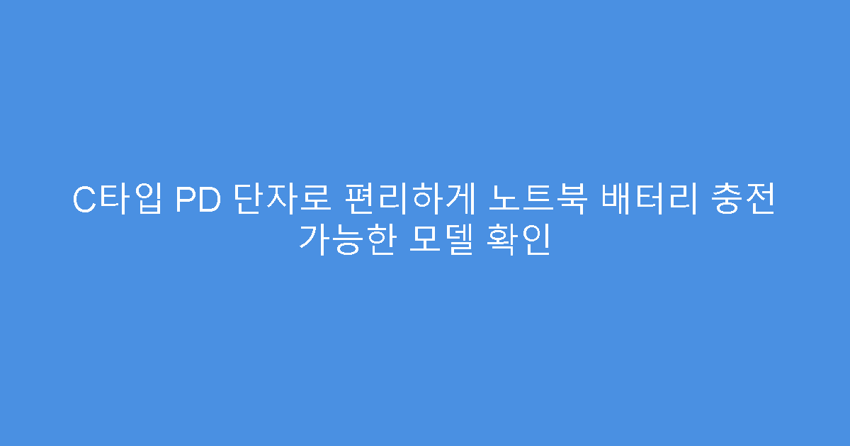 C타입 PD 단자로 편리하게 노트북 배터리 충전 가능한 모델 확인