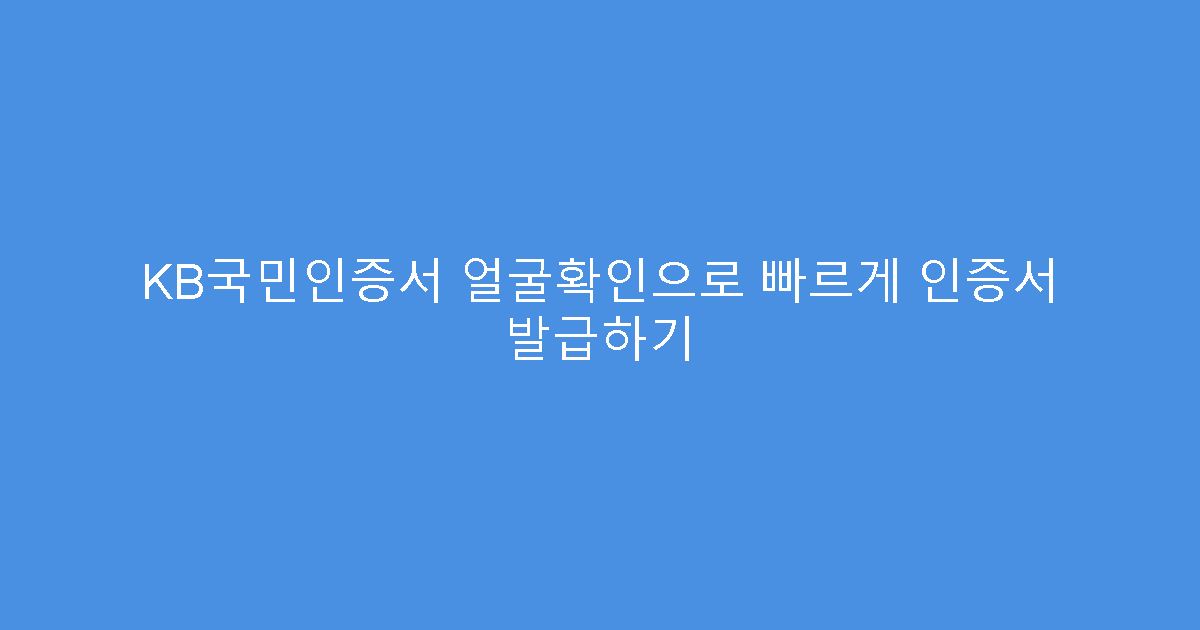 KB국민인증서 얼굴확인으로 빠르게 인증서 발급하기