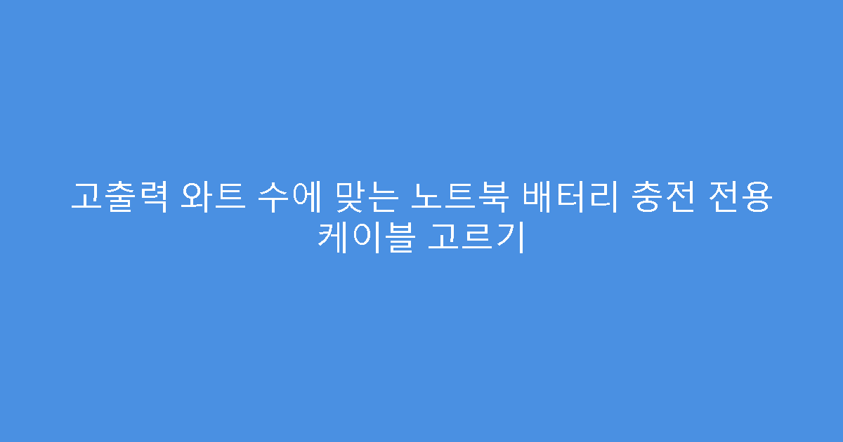 고출력 와트 수에 맞는 노트북 배터리 충전 전용 케이블 고르기