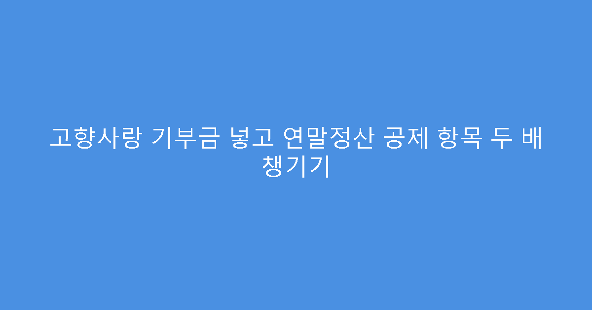 고향사랑 기부금 넣고 연말정산 공제 항목 두 배 챙기기