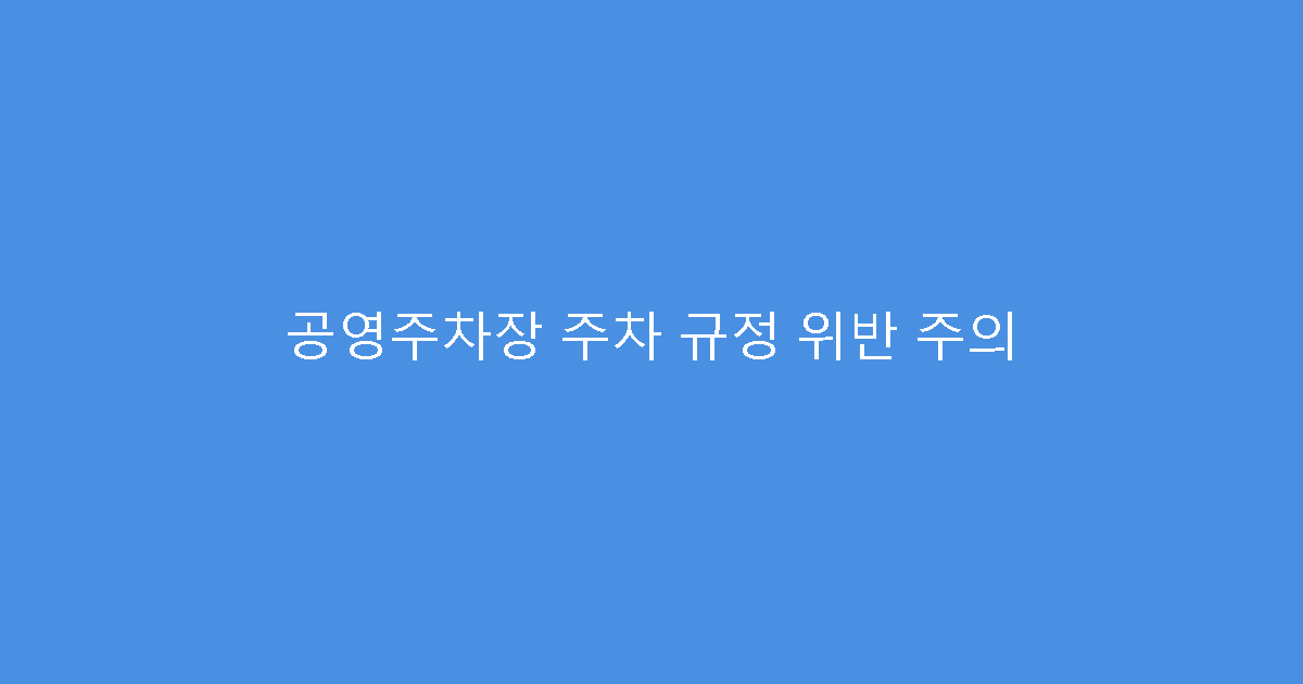 공영주차장 주차 규정 위반 주의