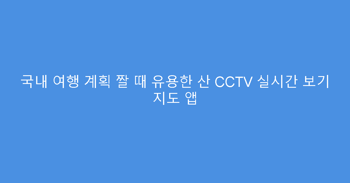 국내 여행 계획 짤 때 유용한 산 CCTV 실시간 보기 지도 앱