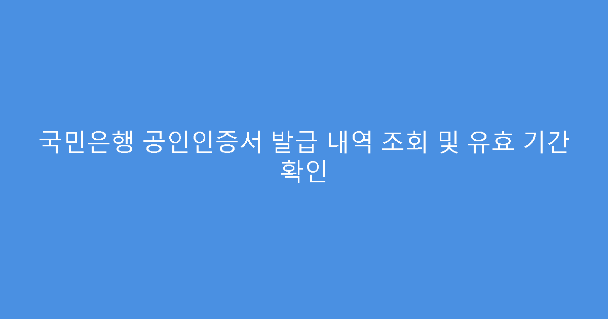 국민은행 공인인증서 발급 내역 조회 및 유효 기간 확인