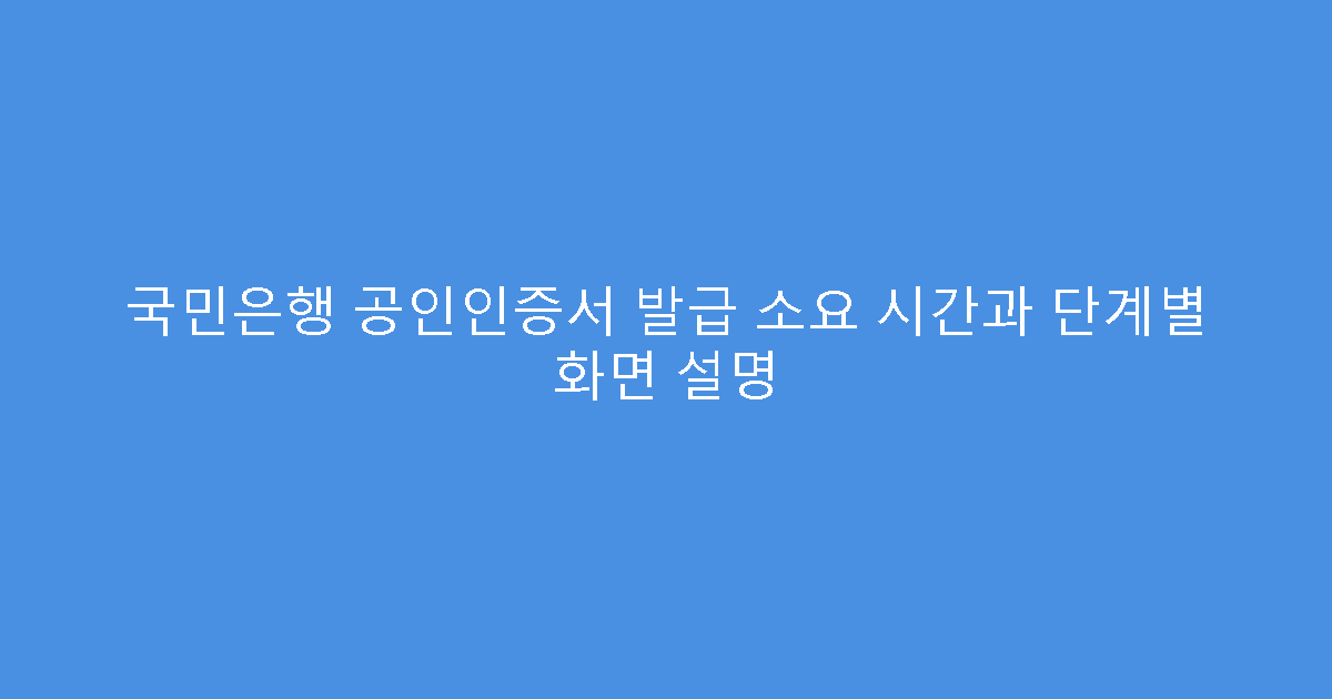 국민은행 공인인증서 발급 소요 시간과 단계별 화면 설명