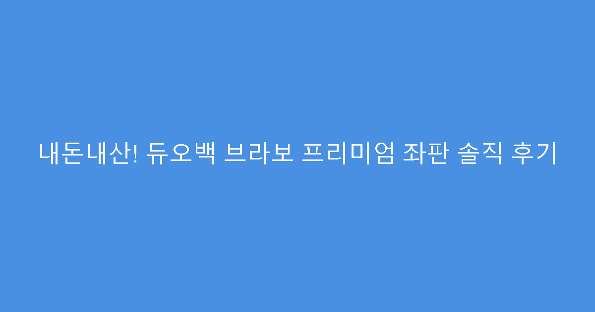 내돈내산! 듀오백 브라보 프리미엄 좌판 솔직 후기