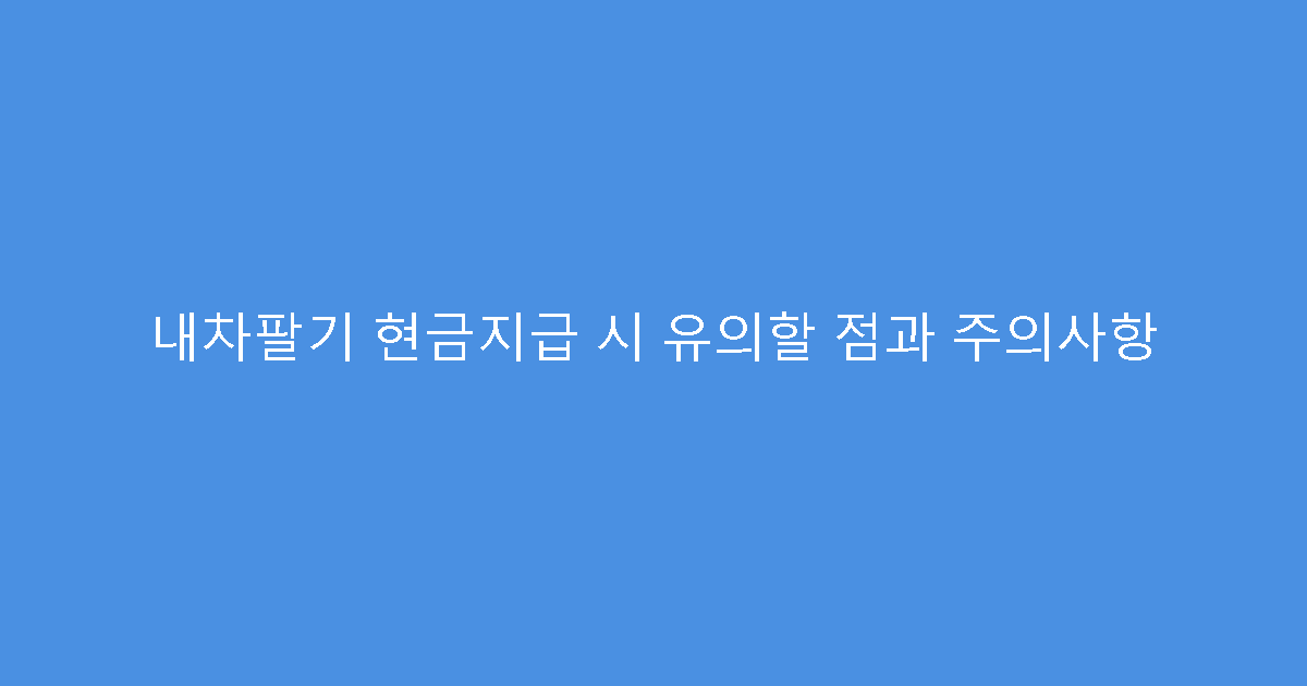 내차팔기 현금지급 시 유의할 점과 주의사항