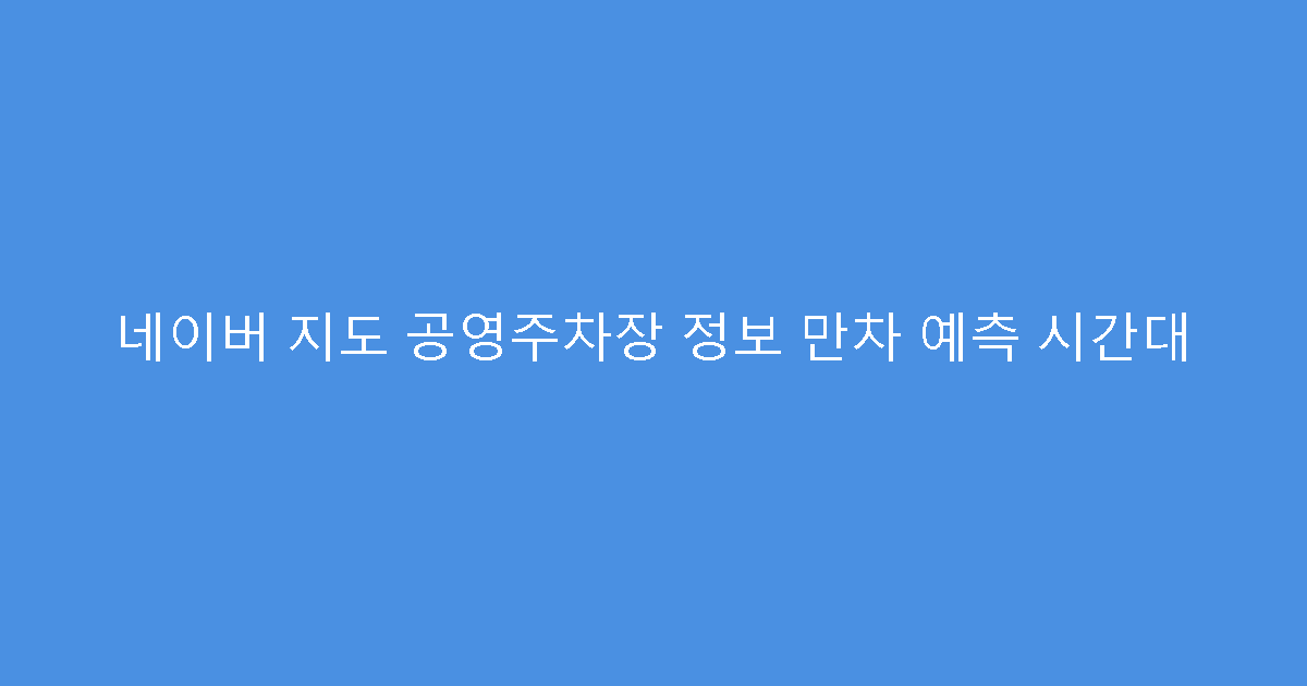네이버 지도 공영주차장 정보 만차 예측 시간대