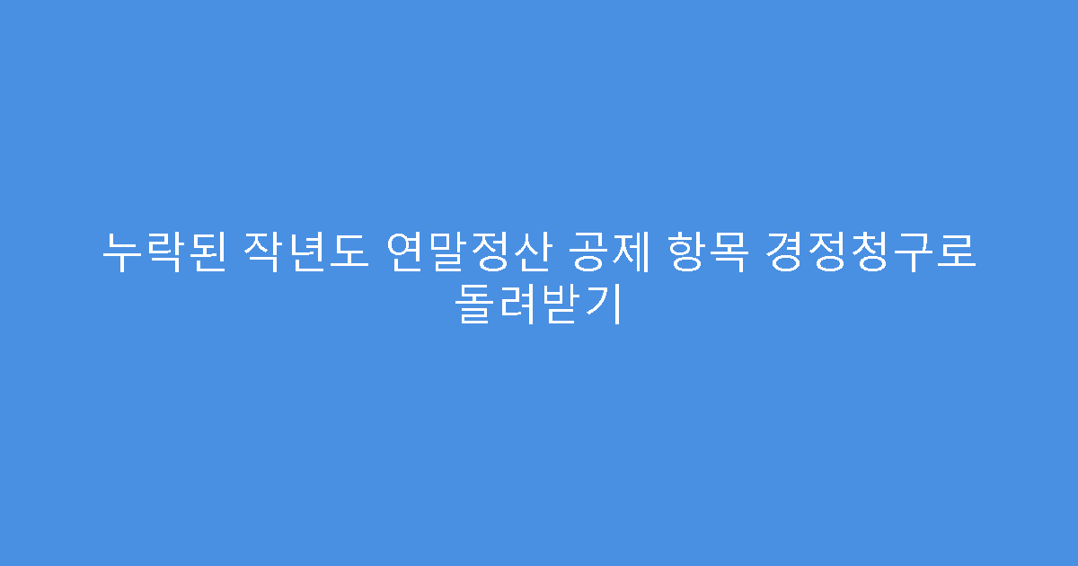 누락된 작년도 연말정산 공제 항목 경정청구로 돌려받기