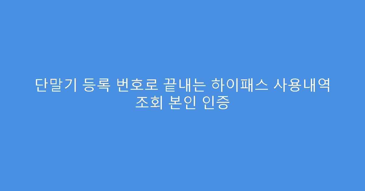 단말기 등록 번호로 끝내는 하이패스 사용내역 조회 본인 인증