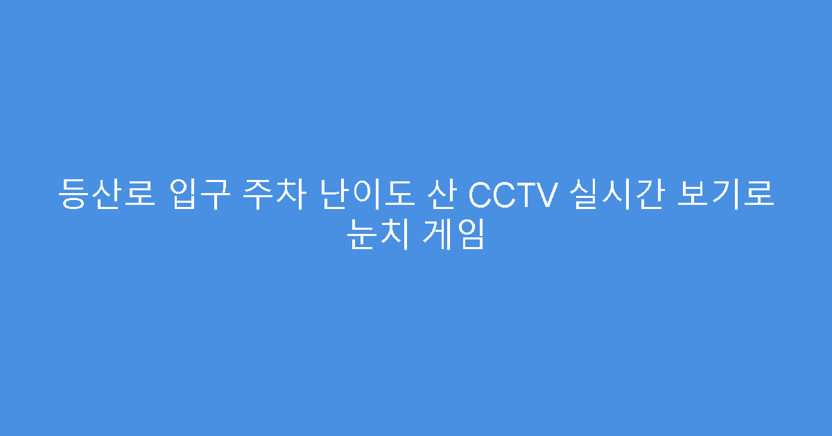 등산로 입구 주차 난이도 산 CCTV 실시간 보기로 눈치 게임