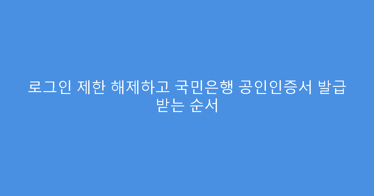 로그인 제한 해제하고 국민은행 공인인증서 발급 받는 순서