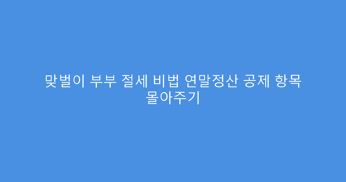 맞벌이 부부 절세 비법 연말정산 공제 항목 몰아주기