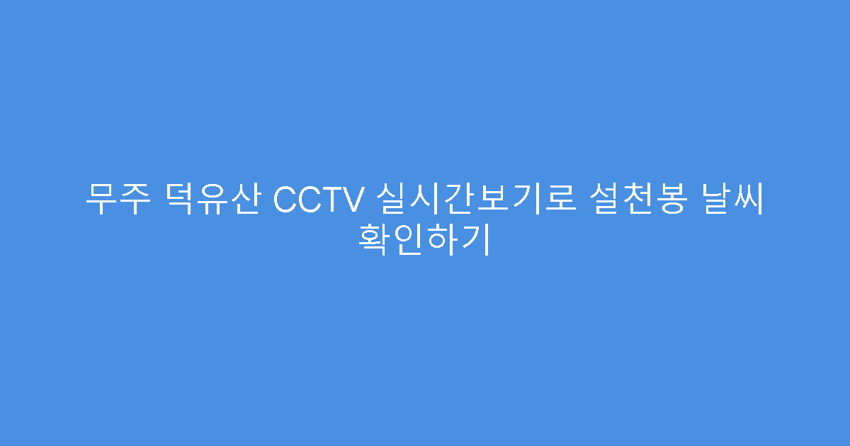 무주 덕유산 CCTV 실시간보기로 설천봉 날씨 확인하기